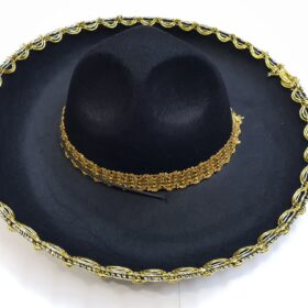 Altın Renk Şeritli Meksika Mariachi Latin Şapkası 55 cm Çocuk