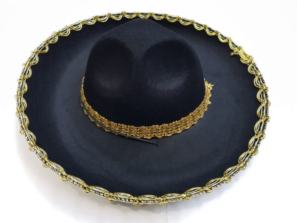 Altın Renk Şeritli Meksika Mariachi Latin Şapkası 55 cm Çocuk - Görsel 2