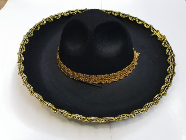 Altın Renk Şeritli Meksika Mariachi Latin Şapkası 55 cm Çocuk - Görsel 3
