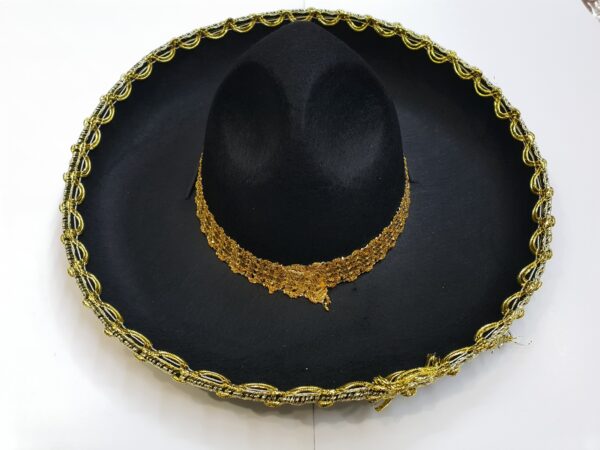 Altın Renk Şeritli Meksika Mariachi Latin Şapkası 55 cm Çocuk - Görsel 4