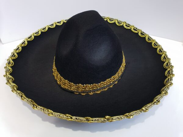 Altın Renk Şeritli Meksika Mariachi Latin Şapkası 55 cm Çocuk - Görsel 5