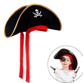 Çocuk Boy Kadife Jack Sparrow Denizci Kaptan Jack Korsan Şapkası 45x16 cm