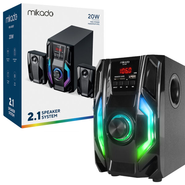 MİKADO MD-415BT RGB 2+1 20 WATT BASSLI FM/BT/SD/USB BLUETOOTH SES SİSTEMİ MULTİMEDYA HOPARLÖR - Görsel 3