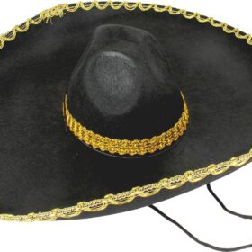 Sombrero Meksika Şapkası Mariachi Altın Şeritli Yetişkin Boy
