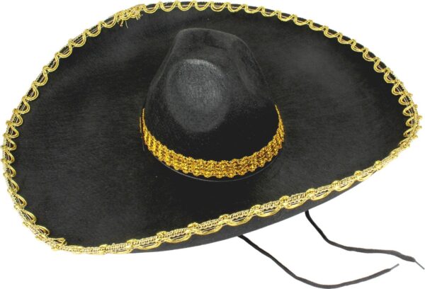 Sombrero Meksika Şapkası Mariachi Altın Şeritli Yetişkin Boy - Görsel 2