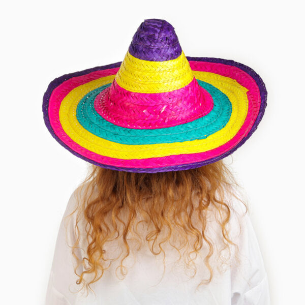 Sombrero Meksika Şapkası Renkli Örme Hasır Çocuk Boy - Görsel 2