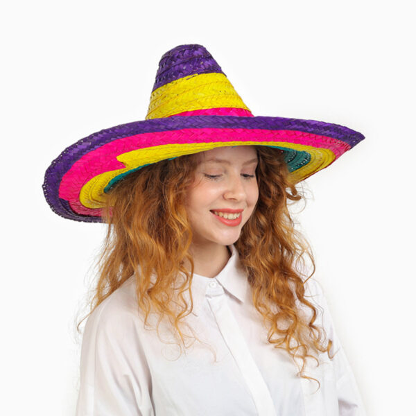 Sombrero Meksika Şapkası Renkli Örme Hasır Çocuk Boy - Görsel 3