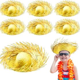 Tropikal Parti Sarı Hasır Hawaii Şapkası 13x36 cm