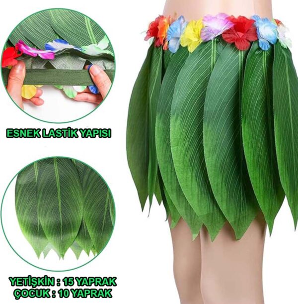 Tropikal Esintili Hawaii Yapraklı Parti Eteği Çocuk Boy - Görsel 5