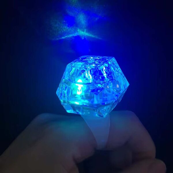 Kristal Tasarımlı Led Glow Işıklı 3 Modlu Mavi Yüzük 3.5 x 5 cm - Görsel 3