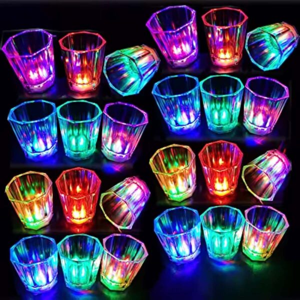 Renkli Led Parlayan Fiber Optik Glow Işıklı Bardak 5,5 x 5,5 cm - Görsel 3