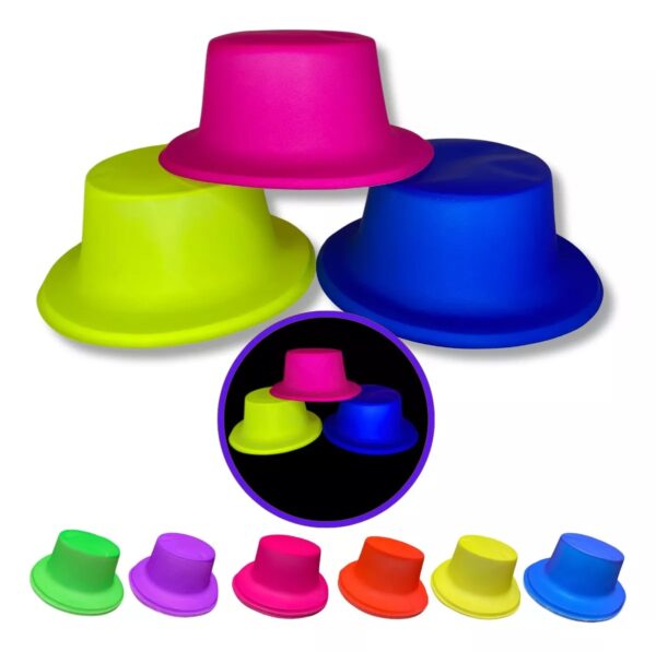 Neon Partisi Sarı Renk Plastik Fötr Şapka - Görsel 3