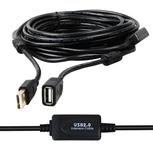 PM-19955 USB 2.0 SİYAH CHİPSET 10 METRE USB UZATMA KABLOSU - Görsel 3