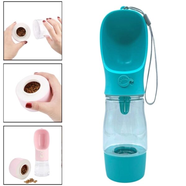 Taşınabilir Mama Hazneli Evcil Hayvan Suluğu Seyahat Kabı Kilitlenebilen Su Sızdırmaz 380ML (4172) - Görsel 5