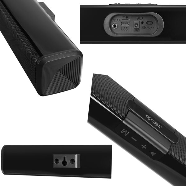 MIKADO MD-SB101 SİYAH 10WX2 12V/1.5A BT USB AUX TF KARTLI EV SİNEMA SOUNDBAR HOPARLÖR - Görsel 3