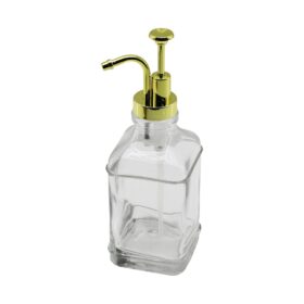 KARE CAM ŞİŞE - ŞEFFAF SIVI SABUNLUK 500ML POMPA - MUSLUK AYRIK MODEL BAŞLI (4172)