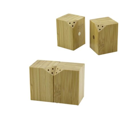 5X5CM--Y:7CM   2PCS   MIKNATISLI İKİZ   AHŞAP BAMBU  BAHARATLIK - TUZLUK (4172)