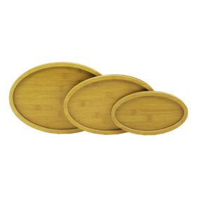 OVAL - 3LÜ SET   AHŞAP MDF  SUNUM TEPSİ SETİ  14X23.5CM - 19.5X29.5CM - 23.5X33.5CM (4172)
