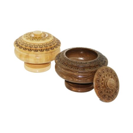 AYAKLI   DESENLİ - CNC İŞLEMELİ  AHŞAP ŞEKERLİK KAPAKLI  FİLELİ AMBALAJ (4172)