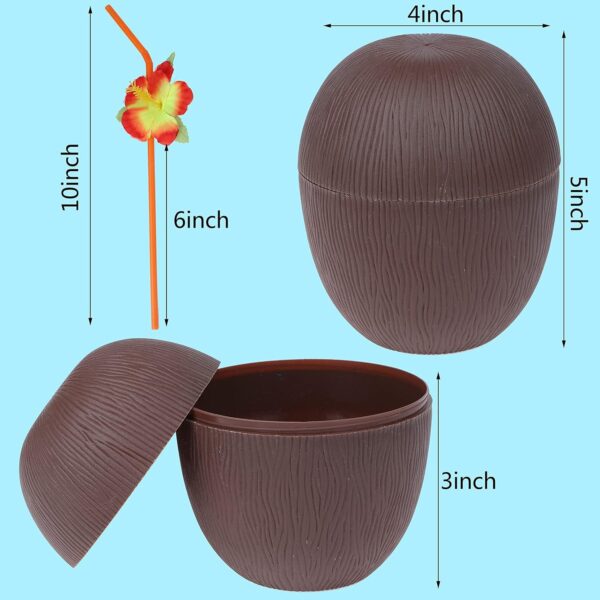 Hindistan Cevizi Hawaii Luau Aloha Pipetli İçecek Kabı Bardak 10x13 cm 1 Adet - Görsel 5