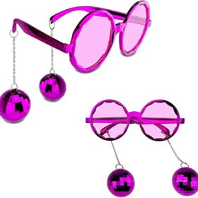 Disko Toplu Küpeli Parti Gözlüğü Pembe Renk