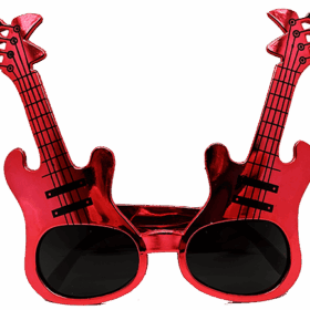Kırmızı Renk Rockn Roll Gitar Şekilli Parti Gözlüğü 15x15 cm