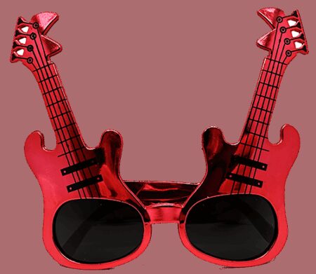 Kırmızı Renk Rockn Roll Gitar Şekilli Parti Gözlüğü 15x15 cm (4172)