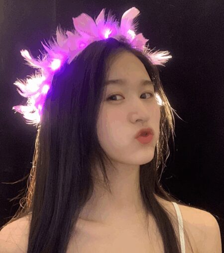 Led Işıklı Rengarenk Yanan 3 Fonksiyonlu Otrişli Parti Tacı Pembe Renk 12x12 cm (4172)