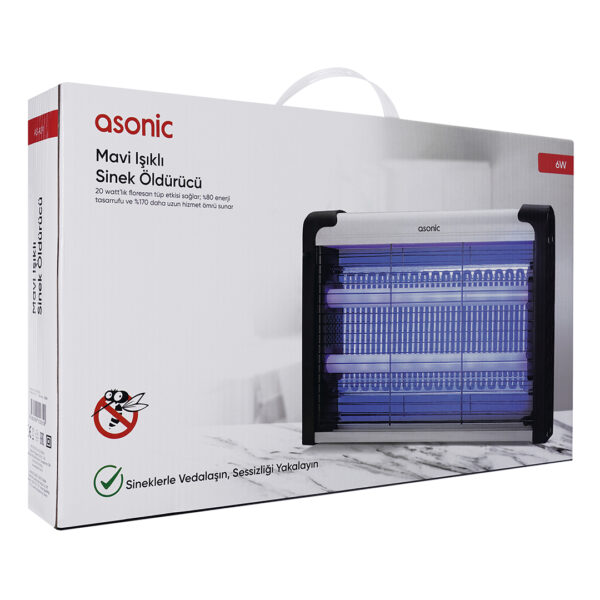 ASONIC AS-A29 SİYAH 6 WATT 2000 VOLT İKİ LEDLİ  SİNEK ÖLDÜRÜCÜ - Görsel 4