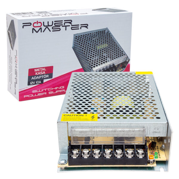 POWERMASTER 34.MA.0024  12 VOLT - 10 AMPER - 120 WATT METAL KASA ADAPTÖR - Görsel 3