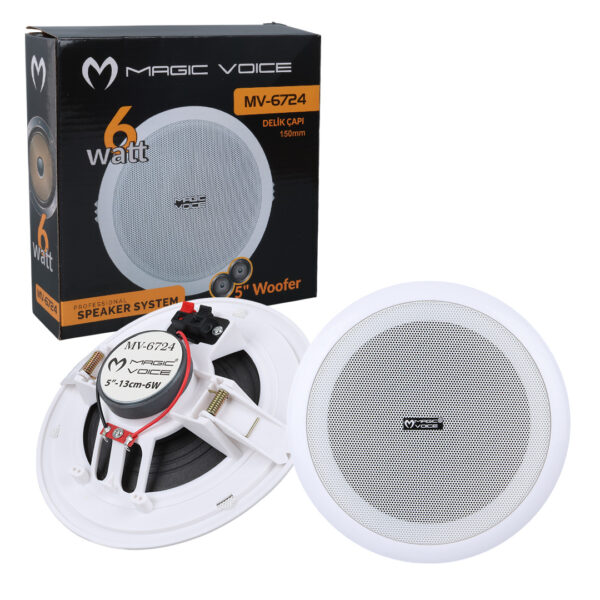 MAGICVOICE MV-6724 13 CM 6 WATT 8 OHM 5 BEYAZ TRAFOSUZ ALÇIPAN HOPARLÖR - Görsel 4