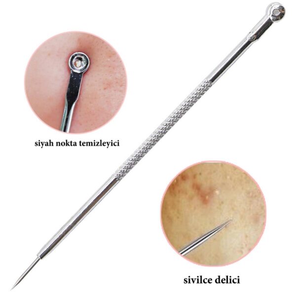 Paslanmaz Çelik Siyah Nokta Sivilce ve Akne Temizleyici Set 3&apos;lü Kit (4172) - Görsel 4