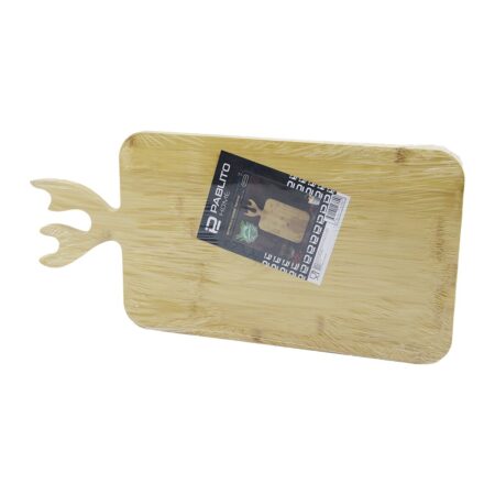 DİKDÖRTGEN AHŞAP BAMBU KESİM PANOSU - KESME TAHTASI GEYİK BOYNUZ FİGÜR SAPLI 22X36CM (4172)