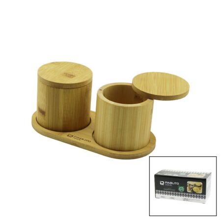 2PCS AHŞAP BAMBU BAHARATLIK YUVARLAK=8X8ALTLIK=9.5X19.5ÇEVİR AÇ-MIKNATISLI KAPAK (4172)