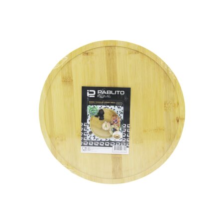 DÖNER TABLALI  AHŞAP BAMBU SUNUM TEPSİSİ - MİNİ SOFRA YUVARLAK=30CM (4172)