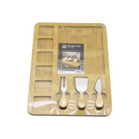 DİKDÖRTGEN  6+1 BÖLMELİ   MDF  KAHVALTI PEYNİR SUNUM PANOSU 3 BIÇAK=AHŞAP SAP 30X39.5CM (4172)