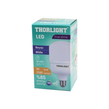 THORLIGHT T-30B  30W  E27 TORCH T-SHAPE  BEYAZ  LED AMPUL  2580 LUMEN - 6400K - 18000 SAAT - 2835 SMD LED (4172)