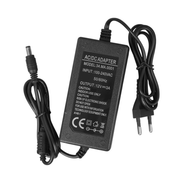 POWERMASTER 34.MA.0001 12 VOLT - 3 AMPER 5.5*2.5 UÇLU PLASTİK KASA MASAÜSTÜ ADAPTÖR - Görsel 3