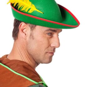 Yeşil Renk Robin Hood Şapkası Sarı Tüylü