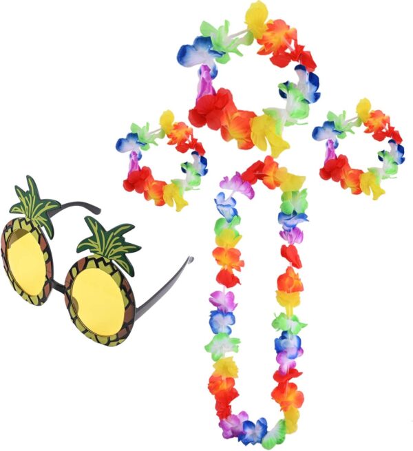 Renkli Ananas Gözlük, Taç, Kolye ve Bileklik Seti - Görsel 2