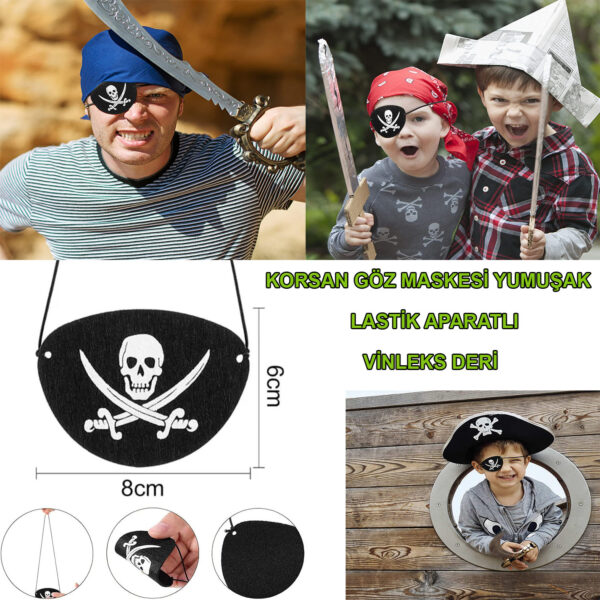 Vinleks Deri Korsan Göz Bandı Göz Maskesi Lastikli (4172)