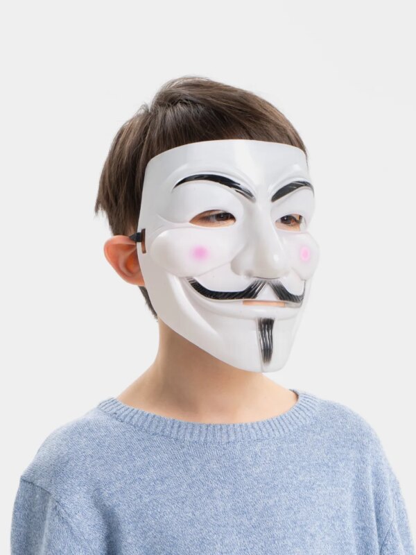 Beyaz Renk Pembe Yanaklı İthal V For Vendetta Maskesi (4172) - Görsel 3