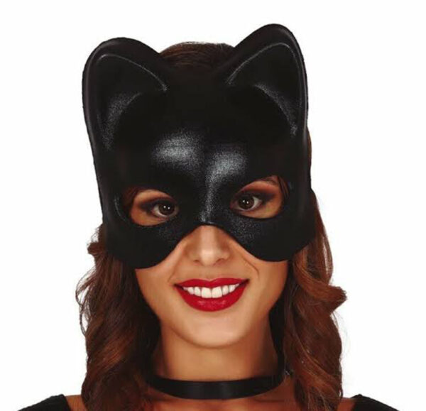 Siyah Deri Görünümlü Kedi Maskesi – Cosplay &amp;amp; Maskeli Balo (4172) - Görsel 3