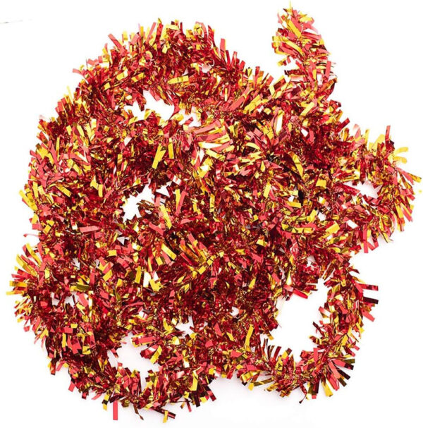 Kırmızı Altın Renk 4 cm Genişlik Garland Çift Renk Sim Süs 180 cm (4172)