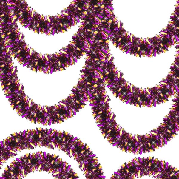 Mor Turuncu Renk 4 cm Genişlik Garland Çift Renk Sim Süs 180 cm (4172)