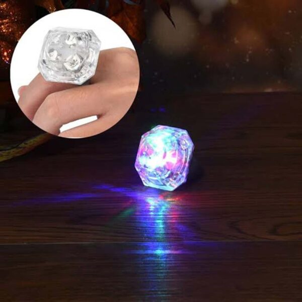 Kristal Tasarımlı Led Glow Işıklı 3 Modlu Gümüş Yüzük 3.5 x 5 cm (4172) - Görsel 2