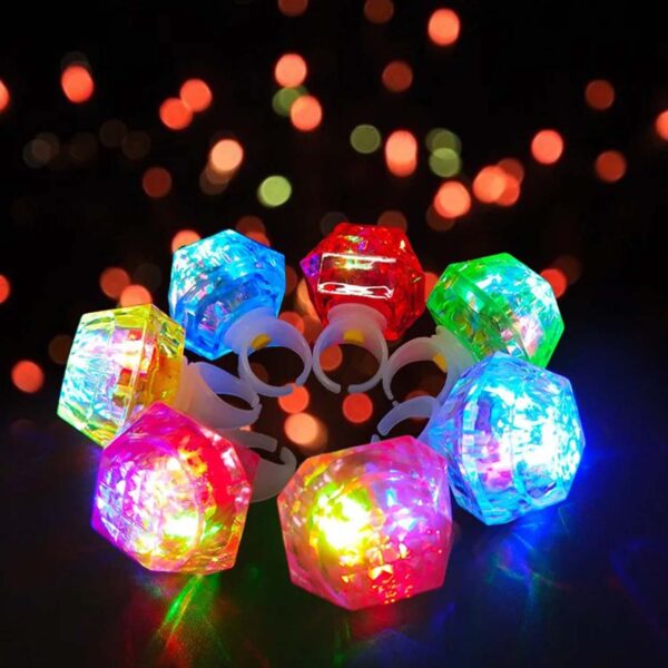 Kristal Tasarımlı Led Glow Işıklı 3 Modlu Gümüş Yüzük 3.5 x 5 cm (4172) - Görsel 5