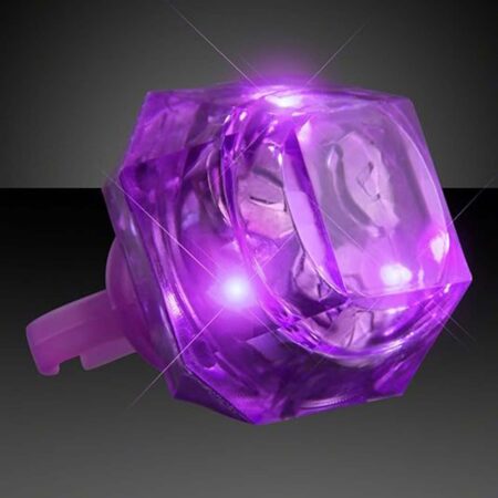 Kristal Tasarımlı Led Glow Işıklı 3 Modlu Mor Yüzük 3.5 x 5 cm (4172)