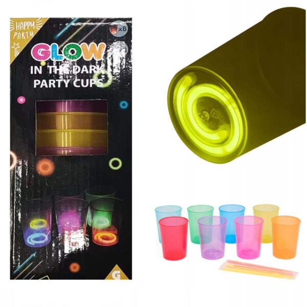 Karanlıkta Yanan Gece Işığı Mega Glow Bardaklar 8 Adet 8.5 x 10.5 cm (4172) - Görsel 3