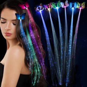 Led Fiber Optik Işıklı Kelebek Saç Klipsi 1 Adet (4172)